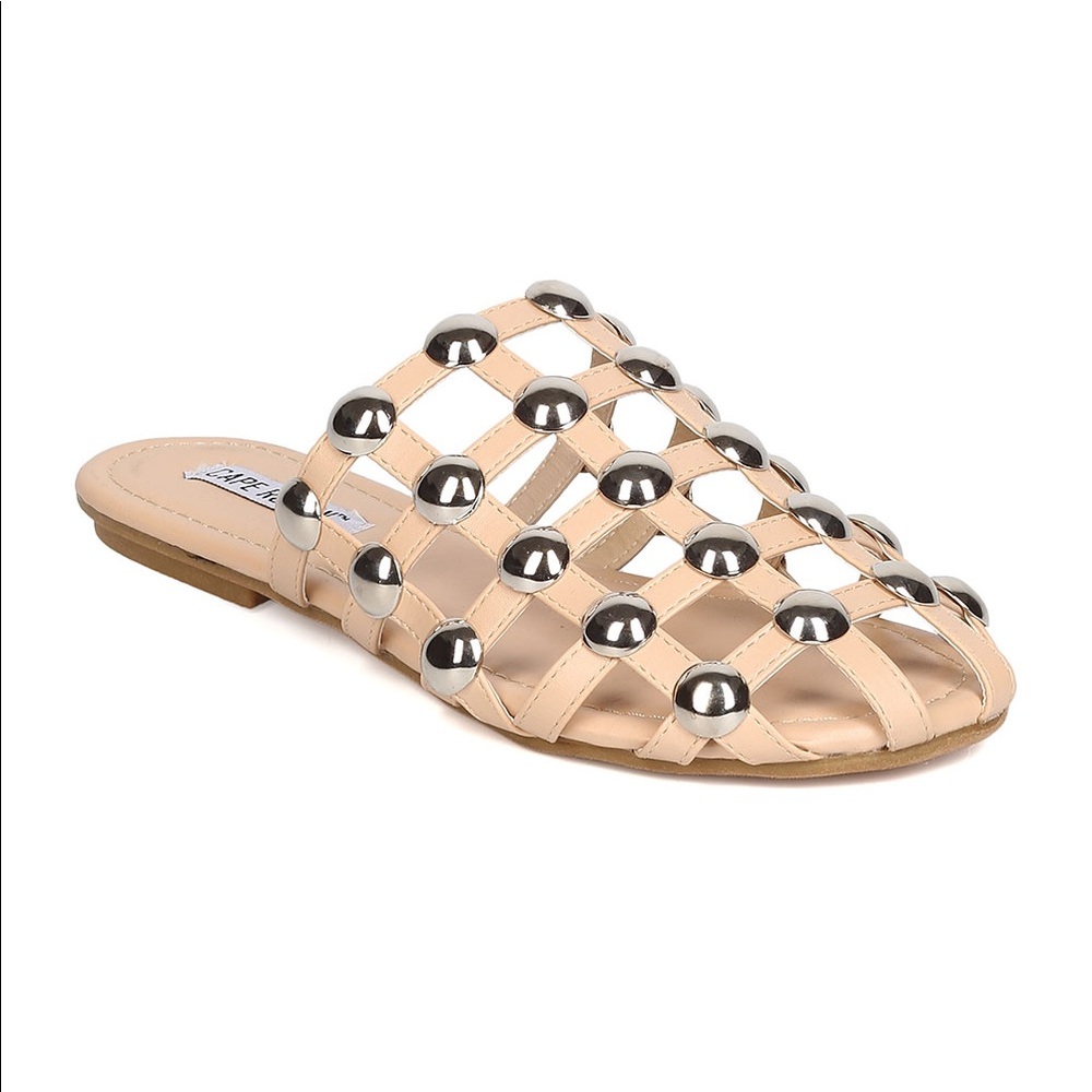 Cape Robbin Evelyn metal stone sandals